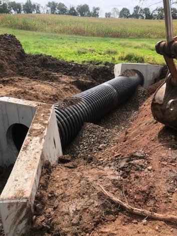 Culvert installation during driveway construction
