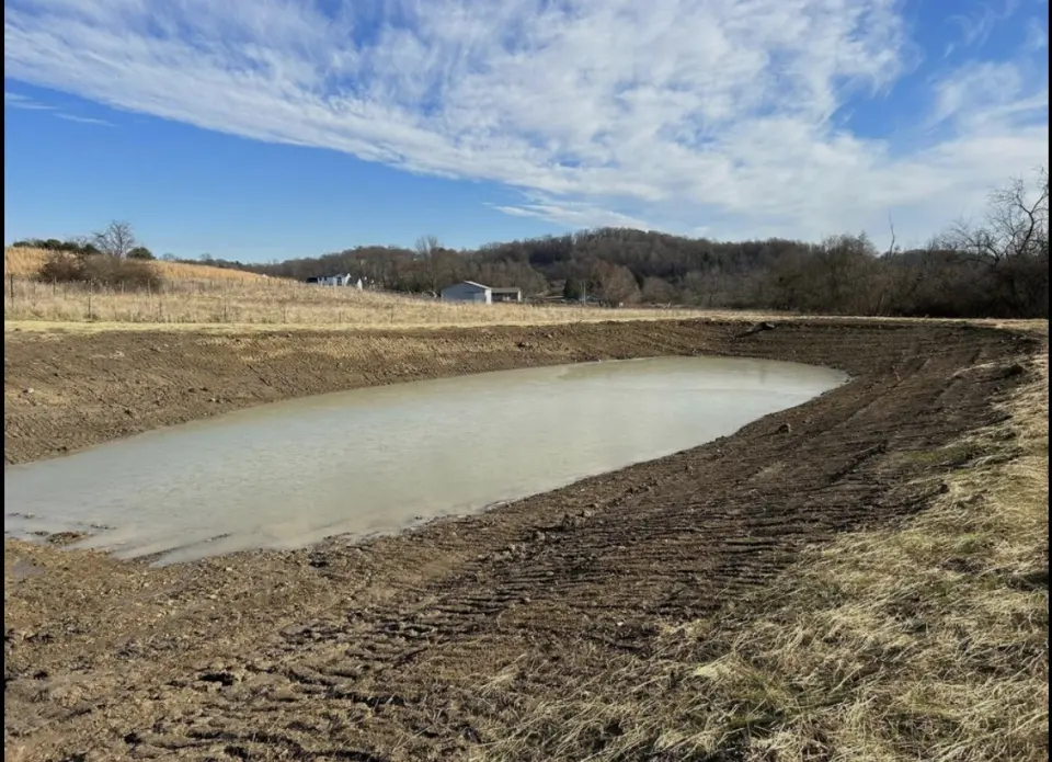 Constructed pond and graded banks