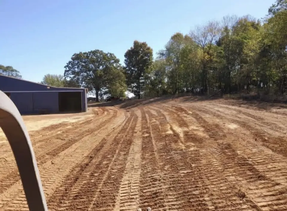 Graded ground around a building