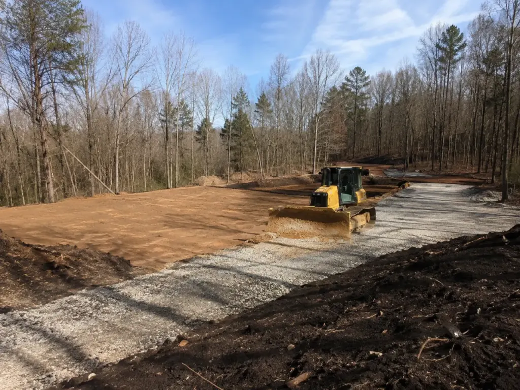 Prepared building area and gravel access road
